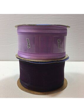 Offray Ribbon 2 Spools Sheer Woven 3/8" X 9 Ft Purple Lavender Crafting Supplies